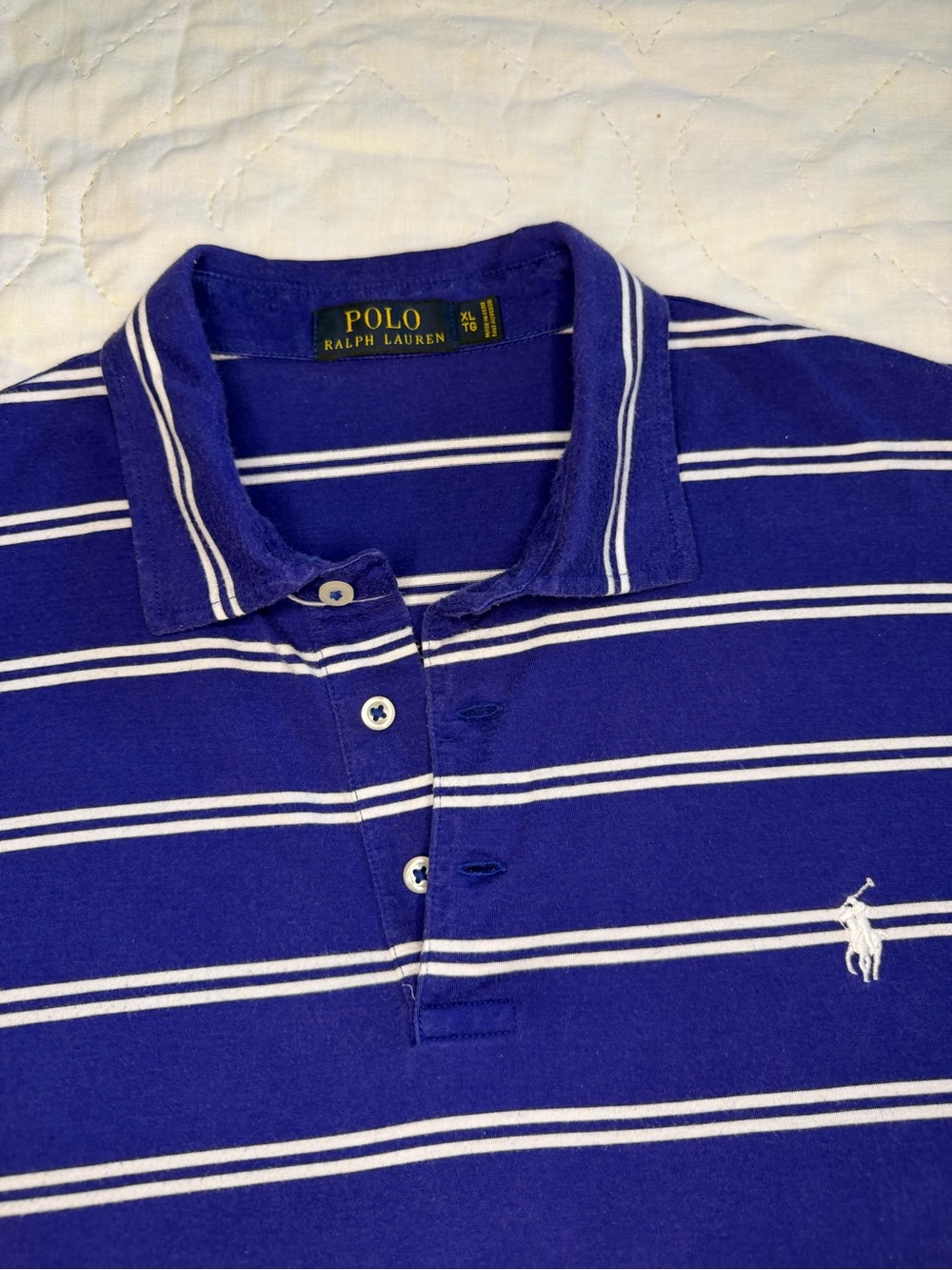 Polo by Ralph Lauren Blue and White Striped Short-Sleeve Polo